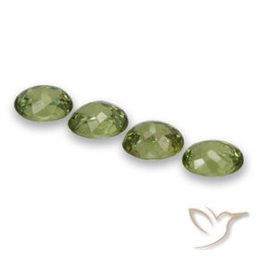 Demantoid Garnet Gemstones in 4.8 x 3.9 mm Size for Sale, Demantoid Garnet Stones in Light Forest Green Color
