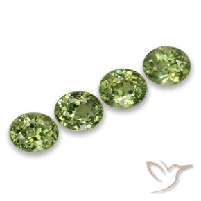 1.86 ctw Green Demantoid Garnet Stones, Natural Demantoid Garnet in Oval Facet Shape for Sale
