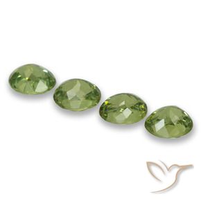 Demantoid Garnet Gemstones in 5 x 4 mm (calibrated) Size for Sale, Demantoid Garnet Stones in Warm Green Color
