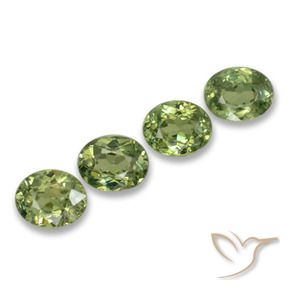 1.60 ctw Green Demantoid Garnet Stones, Natural Demantoid Garnet in Oval Facet Shape for Sale