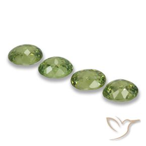 Demantoid Garnet Gemstones in 5 x 4 mm (calibrated) Size for Sale, Demantoid Garnet Stones in Light Green Color