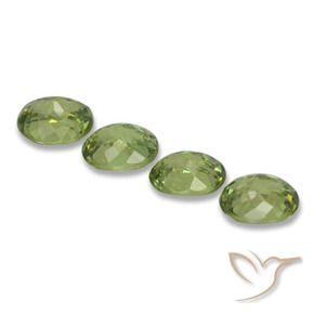 Demantoid Garnet Gemstones in 5 x 4 mm (calibrated) Size for Sale, Demantoid Garnet Stones in Warm Green Color