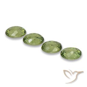 Demantoid Garnet Gemstones in 5 x 4 mm (calibrated) Size for Sale, Demantoid Garnet Stones in Warm Green Color