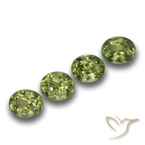 1.40 ctw Green Demantoid Garnet Stones, Natural Demantoid Garnet in Oval Facet Shape for Sale