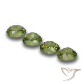 Demantoid Garnet Gemstones in 4.3 x 3.5 mm Size for Sale, Demantoid Garnet Stones in Light Forest Green Color