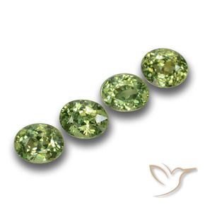 1.46 ctw Green Demantoid Garnet Stones, Natural Demantoid Garnet in Oval Facet Shape for Sale