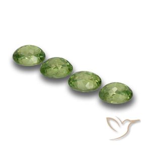 Demantoid Garnet Gemstones in 4.3 x 3.5 mm Size for Sale, Demantoid Garnet Stones in Medium Green Color