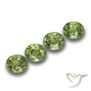 1.37 ctw Green Demantoid Garnet Stones, Natural Demantoid Garnet in Oval Facet Shape for Sale