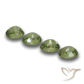 Demantoid Garnet Gemstones in 4.3 x 3.6 mm Size for Sale, Demantoid Garnet Stones in Light Forest Green Color