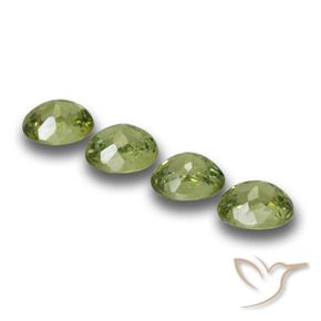 Demantoid Garnet Gemstones in 4.4 x 3.5 mm Size for Sale, Demantoid Garnet Stones in Light Forest Green Color