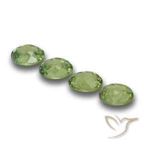 Demantoid Garnet Gemstones in 4.5 x 3.6 mm Size for Sale, Demantoid Garnet Stones in Medium Green Color