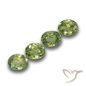 1.12 ctw Green Demantoid Garnet Stones, Natural Demantoid Garnet in Oval Facet Shape for Sale