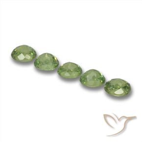 Demantoid Garnet Gemstones in 4.6 x 3.6 mm Size for Sale, Demantoid Garnet Stones in Warm Green Color