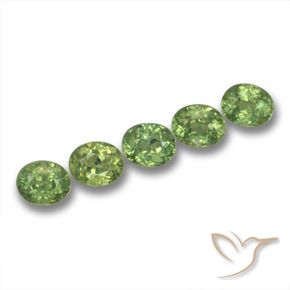 1.85 ctw Green Demantoid Garnet Stones, Natural Demantoid Garnet in Oval Facet Shape for Sale
