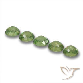Demantoid Garnet Gemstones in 4.5 x 3.7 mm Size for Sale, Demantoid Garnet Stones in Medium Green Color