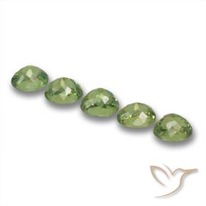 Demantoid Garnet Gemstones in 4.3 x 3.5 mm Size for Sale, Demantoid Garnet Stones in Warm Green Color