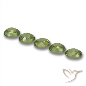 Demantoid Garnet Gemstones in 4.8 x 3.9 mm Size for Sale, Demantoid Garnet Stones in Warm Green Color