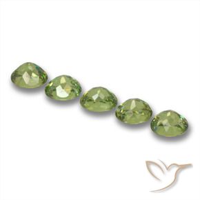 Demantoid Garnet Gemstones in 4.6 x 3.5 mm Size for Sale, Demantoid Garnet Stones in Light Forest Green Color