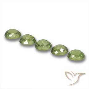 Demantoid Garnet Gemstones in 4.6 x 3.7 mm Size for Sale, Demantoid Garnet Stones in Light Forest Green Color