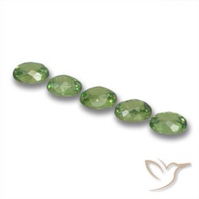 Demantoid Garnet Gemstones in 4.5 x 3.4 mm Size for Sale, Demantoid Garnet Stones in Medium Green Color