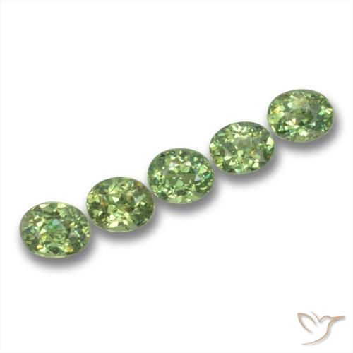 1.84 ctw Green Demantoid Garnet Stones, Natural Demantoid Garnet in Oval Facet Shape for Sale