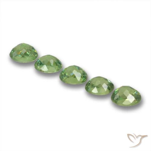 Demantoid Garnet Gemstones in 4.4 x 3.6 mm Size for Sale, Demantoid Garnet Stones in Warm Green Color