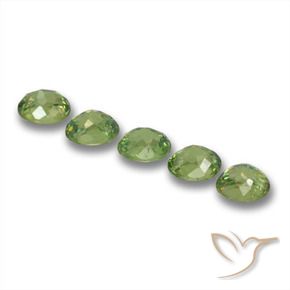 Demantoid Garnet Gemstones in 4.6 x 3.7 mm Size for Sale, Demantoid Garnet Stones in Forest Green Color