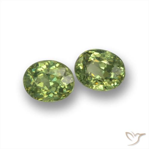 0.80 ctw Green Demantoid Garnet Stones, Natural Demantoid Garnet in Oval Facet Shape for Sale