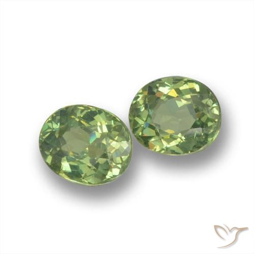 0.96 ctw Green Demantoid Garnet Stones, Natural Demantoid Garnet in Oval Facet Shape for Sale