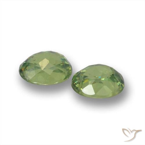 Demantoid Garnet Gemstones in 5 x 4.2 mm Size for Sale, Demantoid Garnet Stones in Medium Green Color