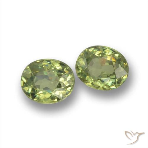 0.84 ctw Green Demantoid Garnet Stones, Natural Demantoid Garnet in Oval Facet Shape for Sale