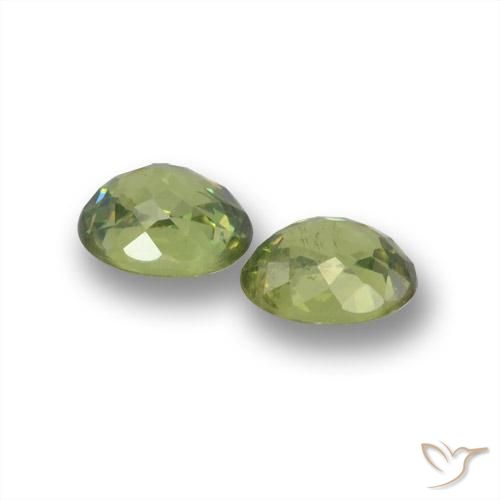Demantoid Garnet Gemstones in 4.8 x 4 mm Size for Sale, Demantoid Garnet Stones in Medium Green Color