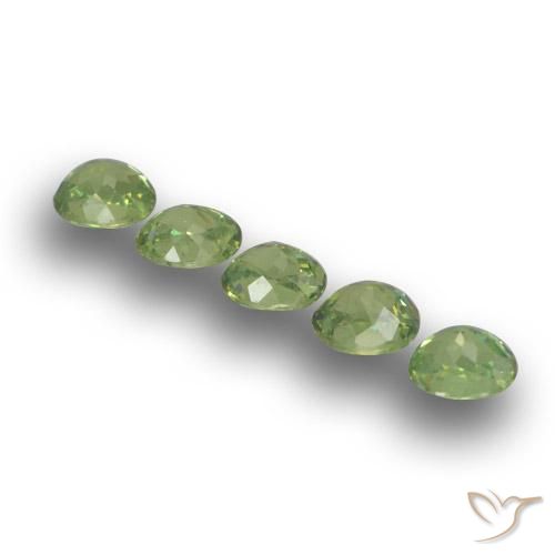 Demantoid Garnet Gemstones in 4.4 x 3.6 mm Size for Sale, Demantoid Garnet Stones in Forest Green Color