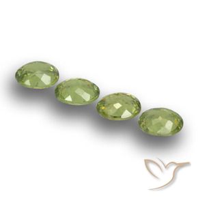 Demantoid Garnet Gemstones in 4.8 x 4 mm Size for Sale, Demantoid Garnet Stones in Forest Green Color