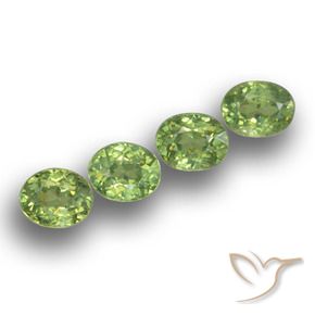 1.40 ctw Green Demantoid Garnet Stones, Natural Demantoid Garnet in Oval Facet Shape for Sale