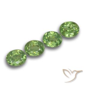1.48 ctw Green Demantoid Garnet Stones, Natural Demantoid Garnet in Oval Facet Shape for Sale