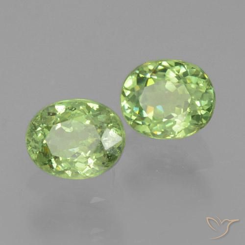 0.81 ctw Green Demantoid Garnet Stones, Natural Demantoid Garnet in Oval Facet Shape for Sale