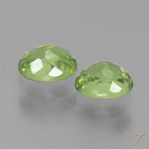 Demantoid Garnet Gemstones in 4.7 x 3.7 mm Size for Sale, Demantoid Garnet Stones in Warm Green Color