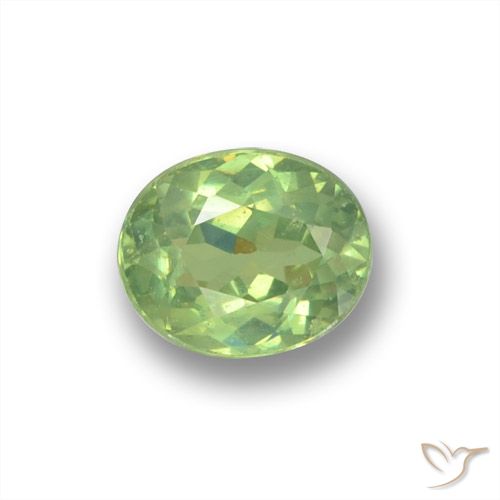 0,51 ct Demantoid-Granat im Ovalschliff, 5 x 4,2 mm aus Namibia, Photo A