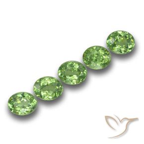 1.74 ctw Green Demantoid Garnet Stones, Natural Demantoid Garnet in Oval Facet Shape for Sale