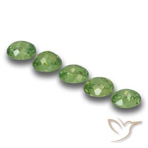 Demantoid Garnet Gemstones in 4.5 x 3.6 mm Size for Sale, Demantoid Garnet Stones in Warm Green Color