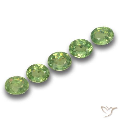 1.43 ctw Green Demantoid Garnet Stones, Natural Demantoid Garnet in Oval Facet Shape for Sale