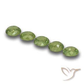 Demantoid Garnet Gemstones in 4.5 x 3.7 mm Size for Sale, Demantoid Garnet Stones in Medium Green Color