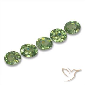2.04 ctw Green Demantoid Garnet Stones, Natural Demantoid Garnet in Oval Facet Shape for Sale