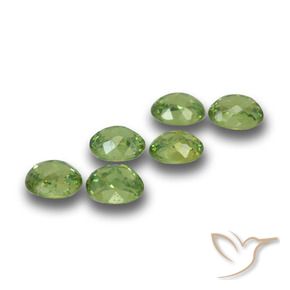 Demantoid Garnet Gemstones in 4.3 x 3.4 mm Size for Sale, Demantoid Garnet Stones in Warm Green Color
