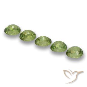Demantoid Garnet Gemstones in 4.6 x 3.7 mm Size for Sale, Demantoid Garnet Stones in Medium Green Color