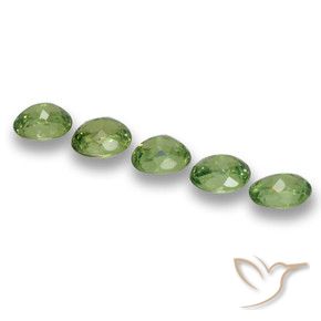Demantoid Garnet Gemstones in 4 x 3.3 mm Size for Sale, Demantoid Garnet Stones in Medium Green Color