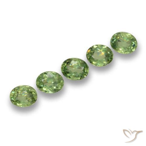 1.49 ctw Green Demantoid Garnet Stones, Natural Demantoid Garnet in Oval Facet Shape for Sale