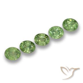 1.73 ctw Green Demantoid Garnet Stones, Natural Demantoid Garnet in Oval Facet Shape for Sale