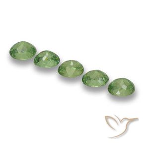 Demantoid Garnet Gemstones in 4.5 x 3.7 mm Size for Sale, Demantoid Garnet Stones in Forest Green Color